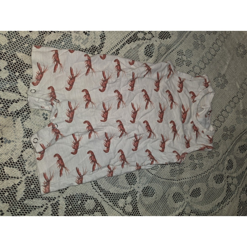 Velvet Fawn 3-6 Months Cream Lobster / Crawfish Tank Top Shortall Lil Lagniappe